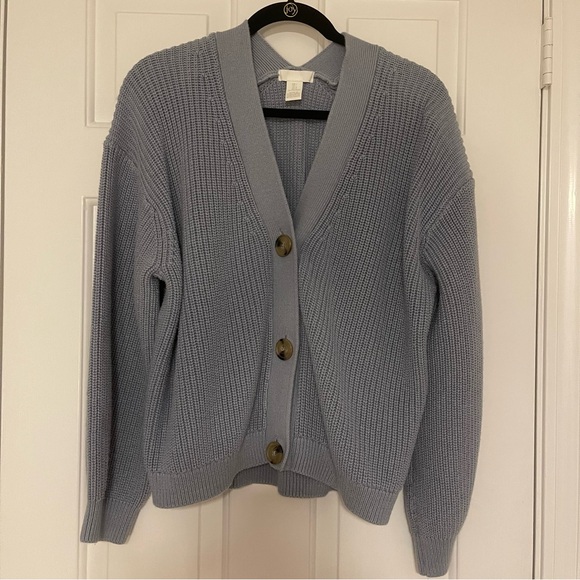 H&M Women's Light Blue Oversized Cardigan Sweater - Picture 2 of 15